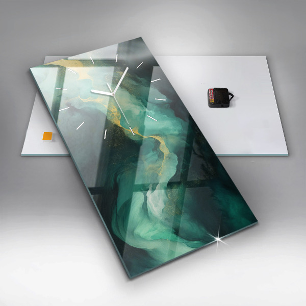 Reloj de cristal vertical Mármol verde - espejomat.es