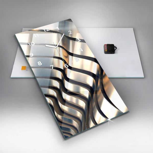 Reloj de vidrio vertical Patrón plateado - espejomat.es