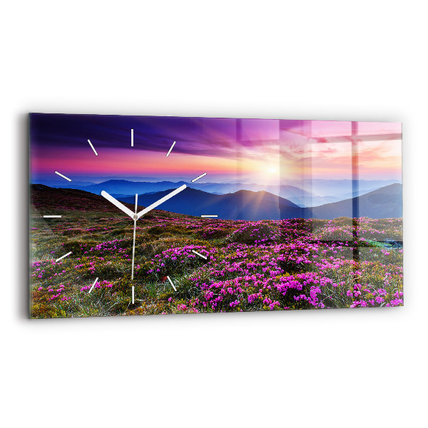 Reloj de cristal horizontal Flores al amanecer