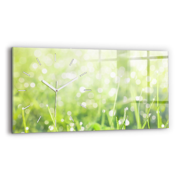 Reloj de cristal horizontal Hierba verde