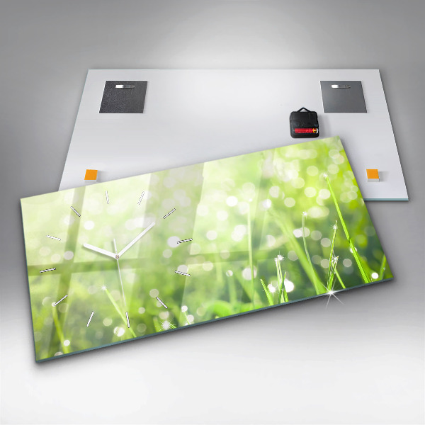 Reloj de cristal horizontal Hierba verde