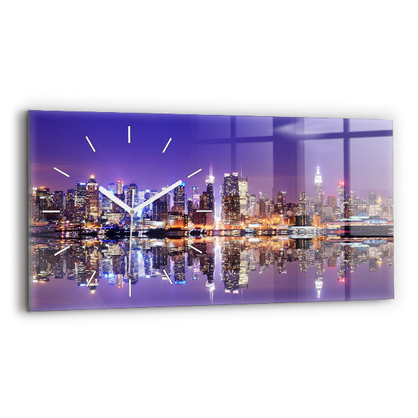 Reloj de cristal horizontal Nueva York de noche