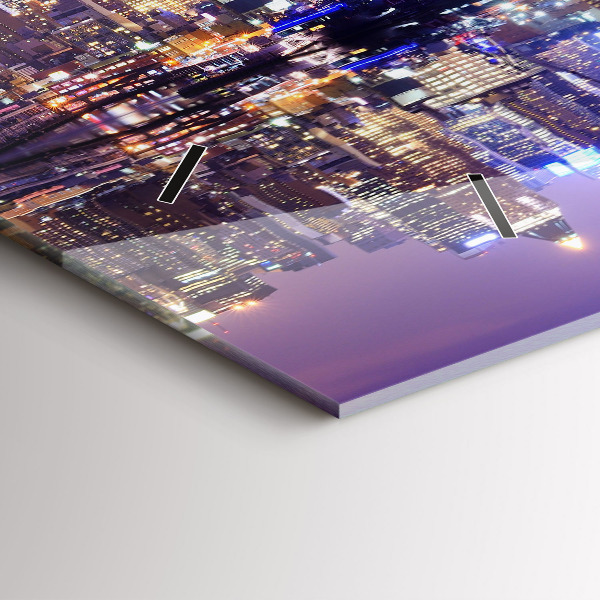 Reloj de cristal horizontal Nueva York de noche