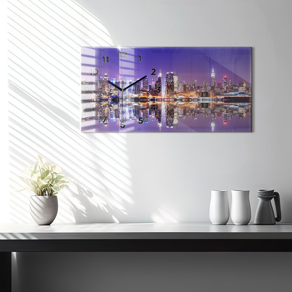 Reloj de cristal horizontal Nueva York de noche
