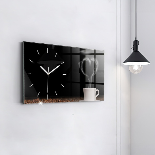 Reloj de cristal horizontal Taza de café caliente