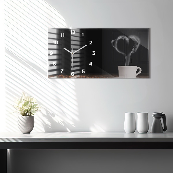 Reloj de cristal horizontal Taza de café caliente