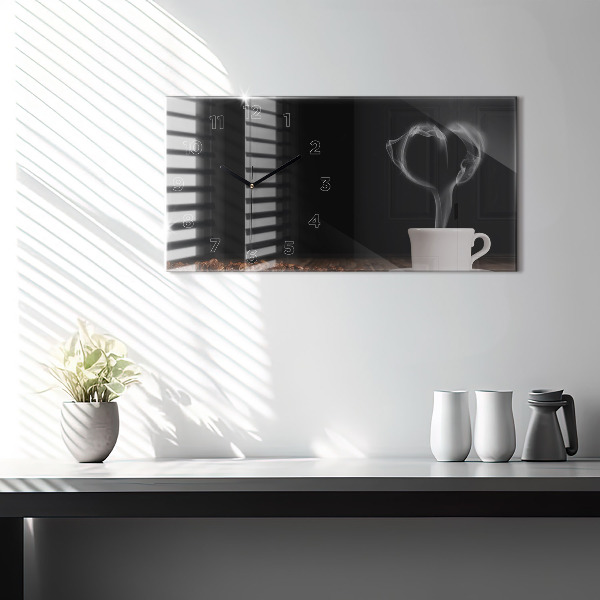Reloj de cristal horizontal Taza de café caliente