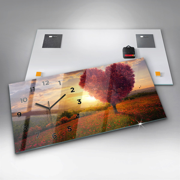 Reloj horizontal Árbol corazón de amor