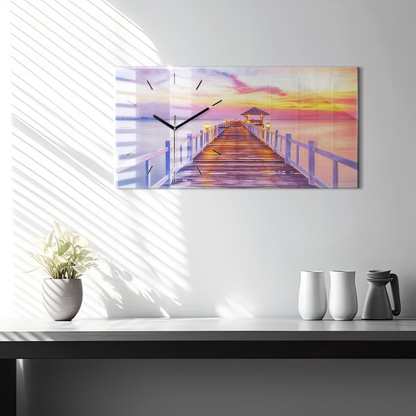 Reloj horizontal Puente en el puerto al atardecer