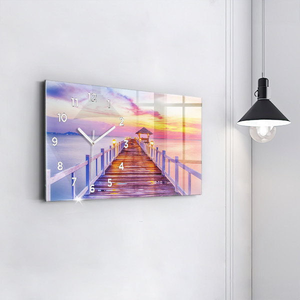 Reloj horizontal Puente en el puerto al atardecer