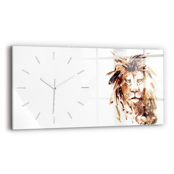 Reloj de cristal horizontal Ilustración de un león marrón