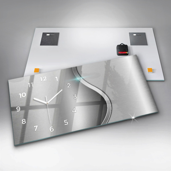 Reloj de cristal horizontal Abstracción de metal gris