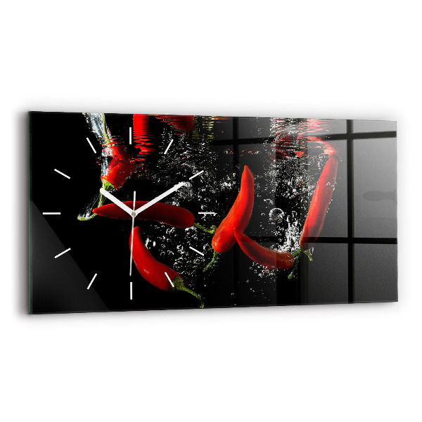 Reloj horizontal Pimientos en el agua