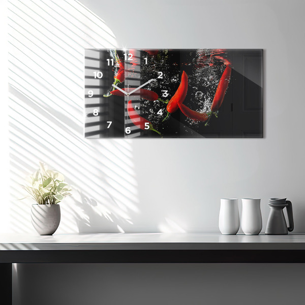 Reloj horizontal Pimientos en el agua