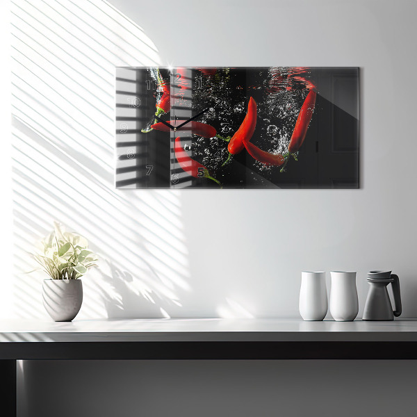 Reloj horizontal Pimientos en el agua