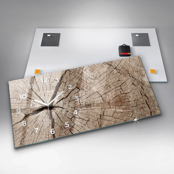 Reloj de cristal horizontal Viejo tronco de madera