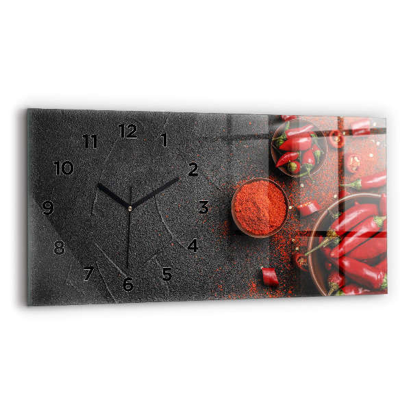 Reloj de cristal horizontal Pimientos rojos