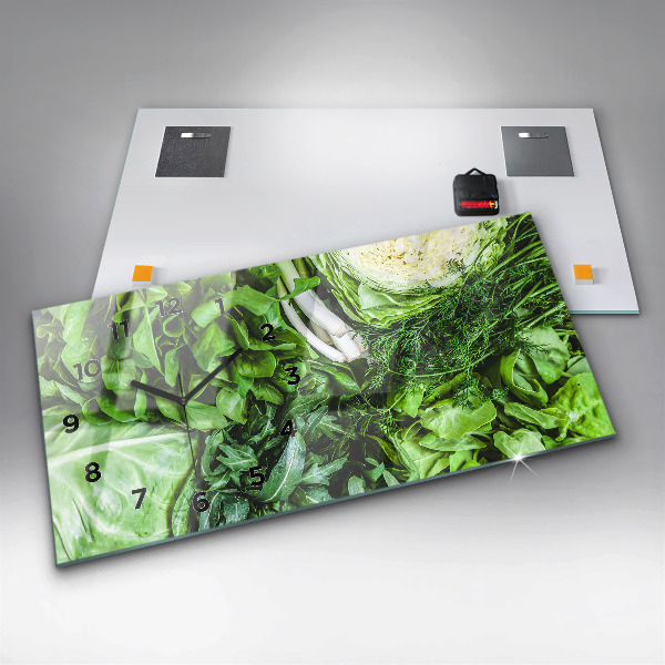 Reloj de cristal horizontal Verduras verdes