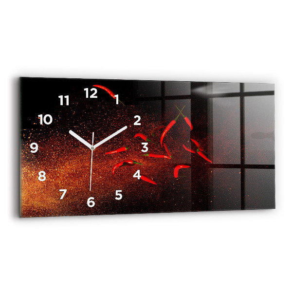 Reloj de cristal horizontal Pimientos picantes