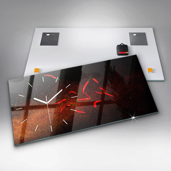 Reloj de cristal horizontal Pimientos picantes