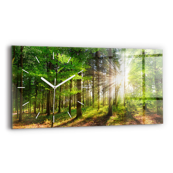Reloj horizontal Amanecer en el bosque
