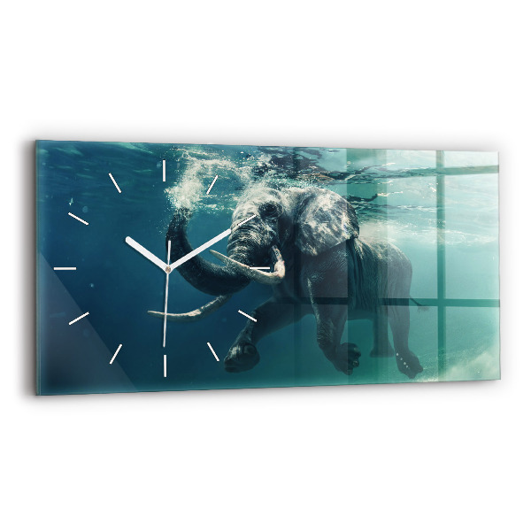 Reloj de cristal horizontal Elefante flotante en el océano