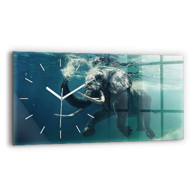 Reloj de cristal horizontal Elefante flotante en el océano