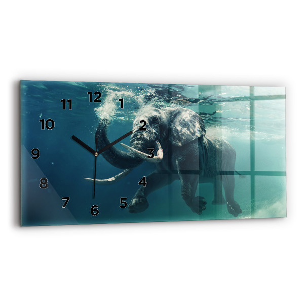 Reloj de cristal horizontal Elefante flotante en el océano