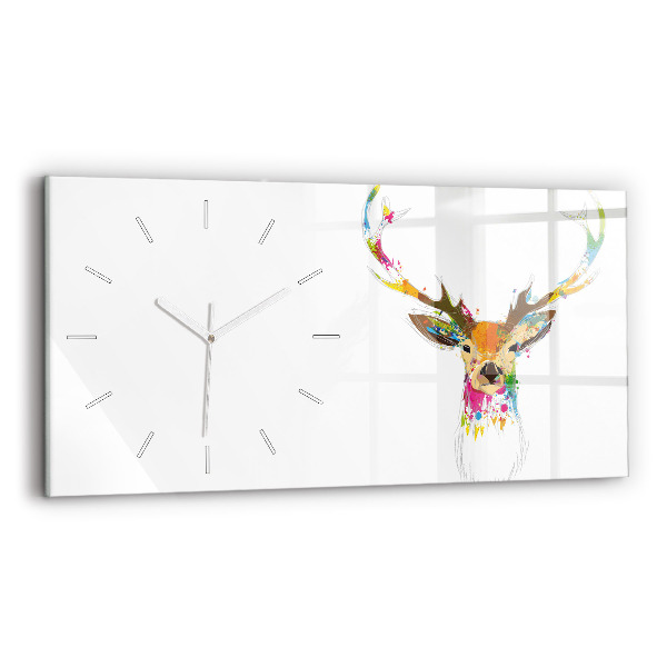 Reloj de cristal horizontal Cabeza de ciervo coloreada