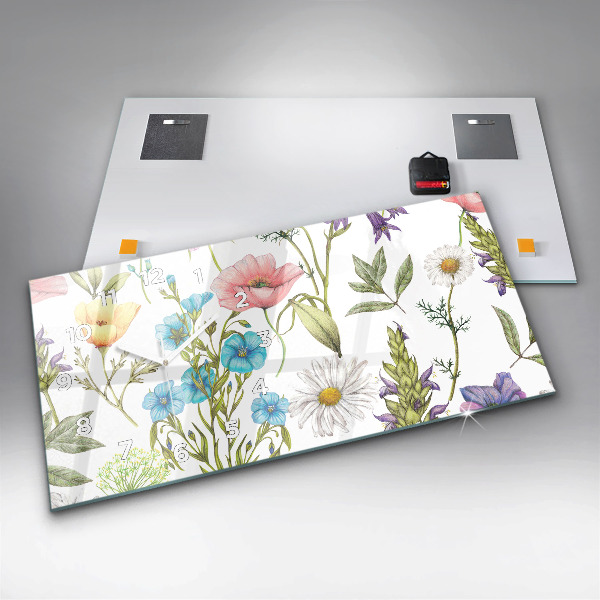 Reloj de cristal horizontal Composición de flores