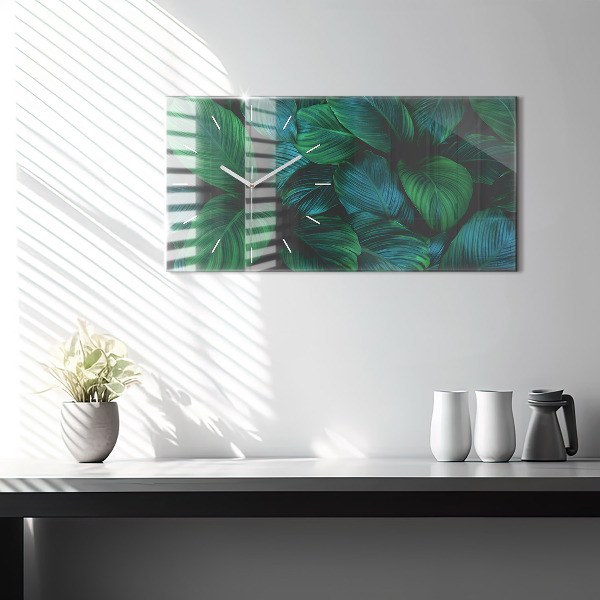 Reloj de cristal horizontal Hojas de la naturaleza