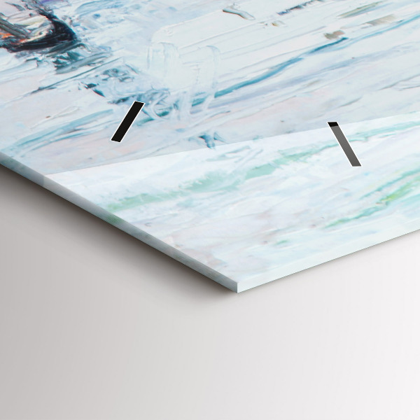 Reloj de cristal horizontal Pintura al óleo yate mar