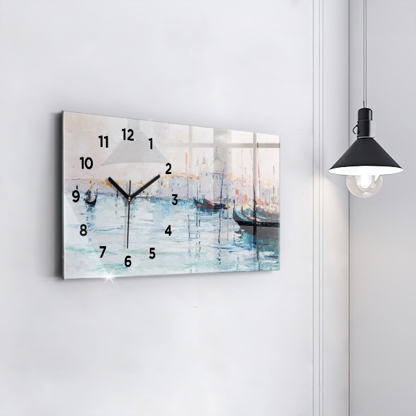 Reloj de cristal horizontal Pintura al óleo yate mar