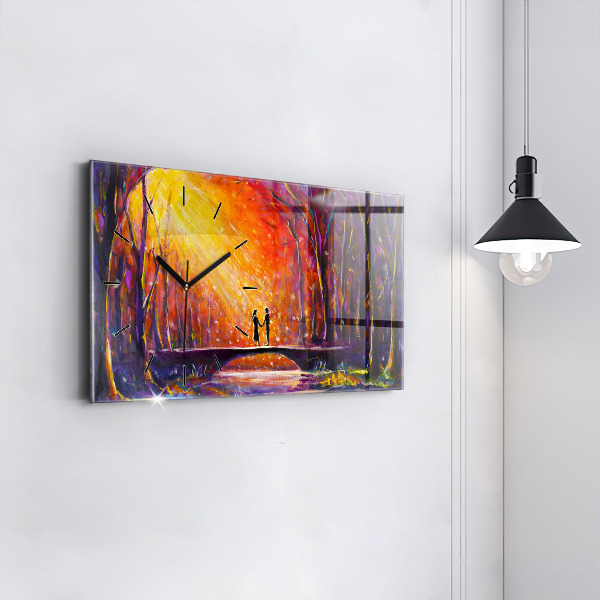 Reloj horizontal Pareja en el bosque