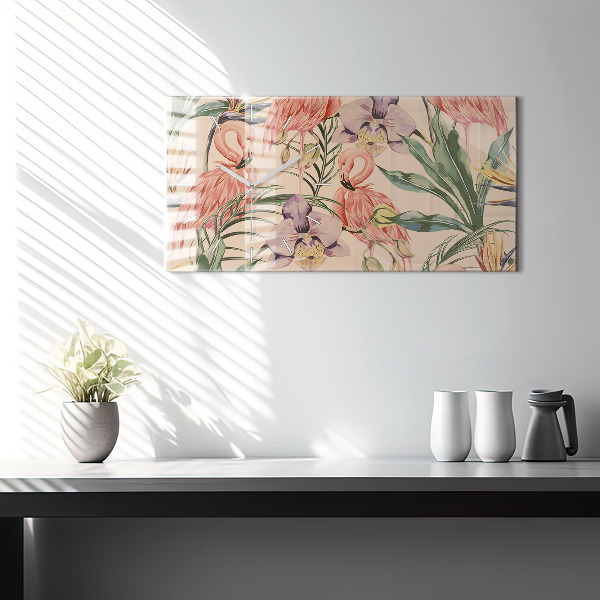 Reloj de cristal horizontal Hojas de palmera tropical