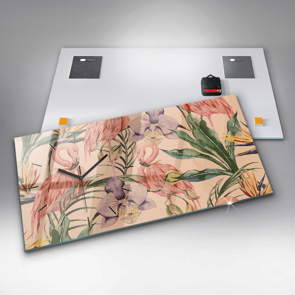 Reloj de cristal horizontal Hojas de palmera tropical