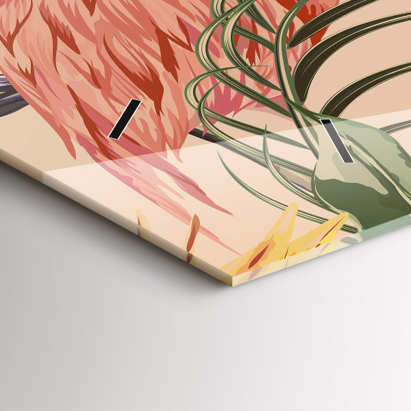 Reloj de cristal horizontal Hojas de palmera tropical