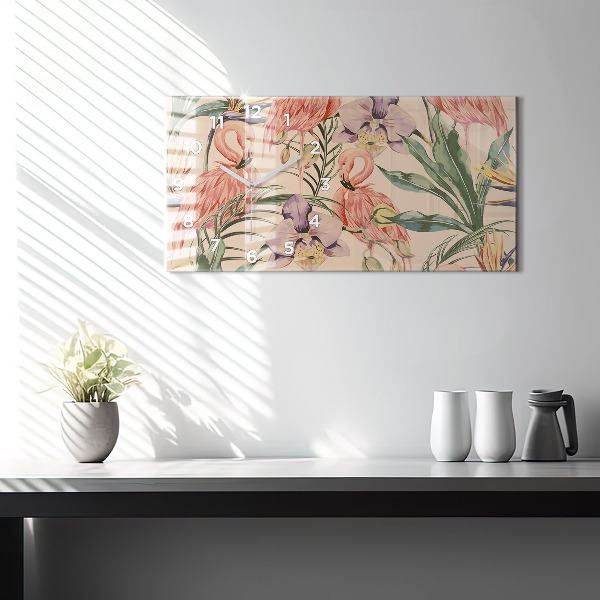 Reloj de cristal horizontal Hojas de palmera tropical