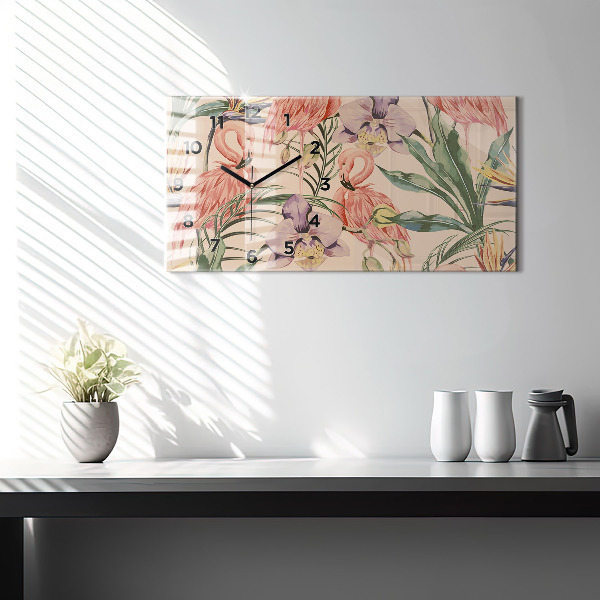 Reloj de cristal horizontal Hojas de palmera tropical