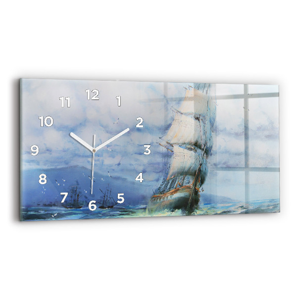 Reloj de cristal horizontal Barco en el agua