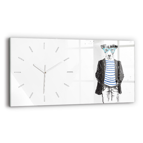 Reloj de cristal horizontal Perro en cuerpo humano