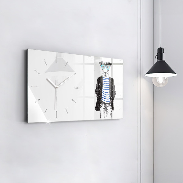Reloj de cristal horizontal Perro en cuerpo humano