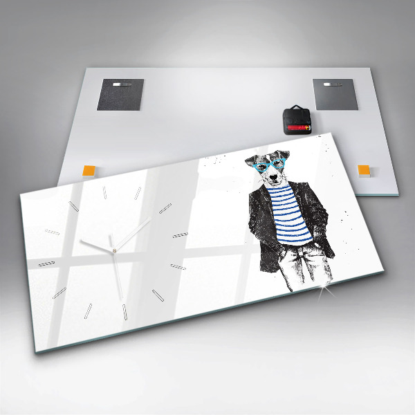 Reloj de cristal horizontal Perro en cuerpo humano