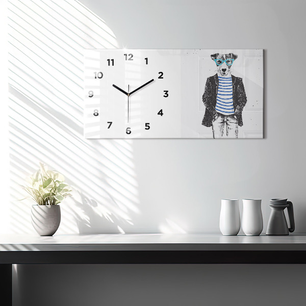 Reloj de cristal horizontal Perro en cuerpo humano