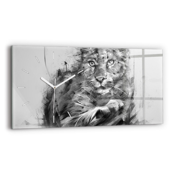 Reloj de cristal horizontal León pintado