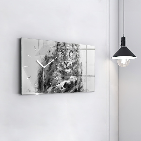 Reloj de cristal horizontal León pintado