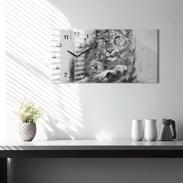 Reloj de cristal horizontal León pintado