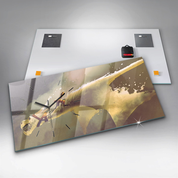 Reloj horizontal Ilustración de un jinete de dragón