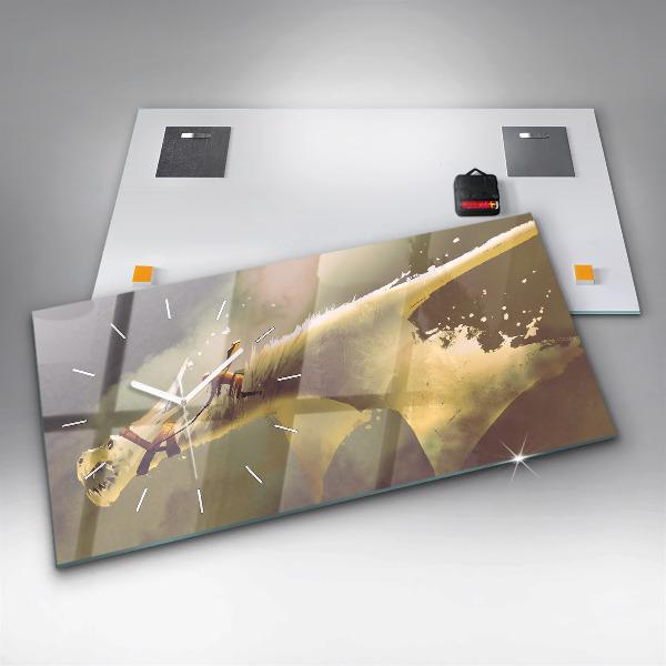 Reloj horizontal Ilustración de un jinete de dragón