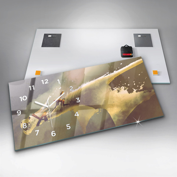 Reloj horizontal Ilustración de un jinete de dragón